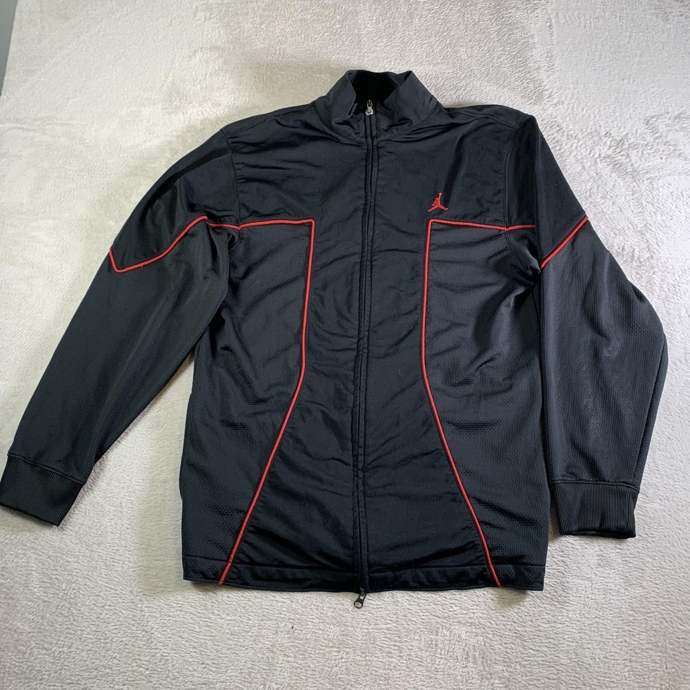 Vintage Jordan Jacket Mens Large Black Red Full Zip Track Mesh Panels‎ Athletic